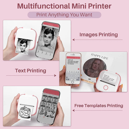  Portable Pocket Mini Thermal Printer Photo Inkless Bluetooth Home
